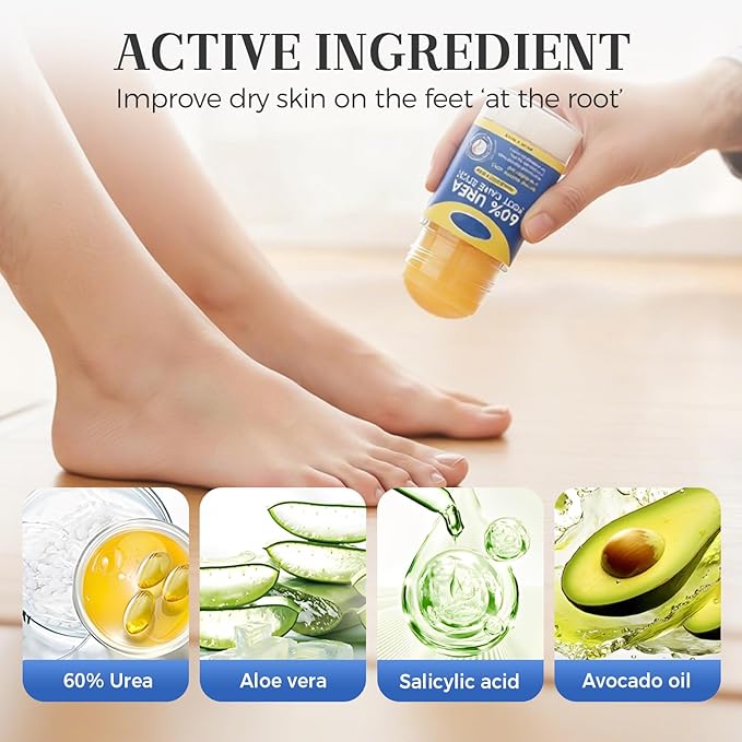 Urea Foot Care Stick 60% Urea with 2% Salicylic Acid, 2025 Upgraded Foot Cream for Dry Cracked Feet, Knees, Elbows, Hands, Foot Lotion Heel Stick for Men Women (Coconut and aloe vera)