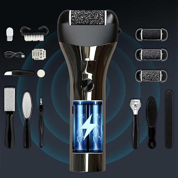 Foot Callus Remover, Rechargeable Electronic Foot File- Ideal Gift, Professional Pedicure Tools, Waterproof Foot Scrubber, Electric Pedicure Kit Feet Care for Dead Skin- Long Service Time