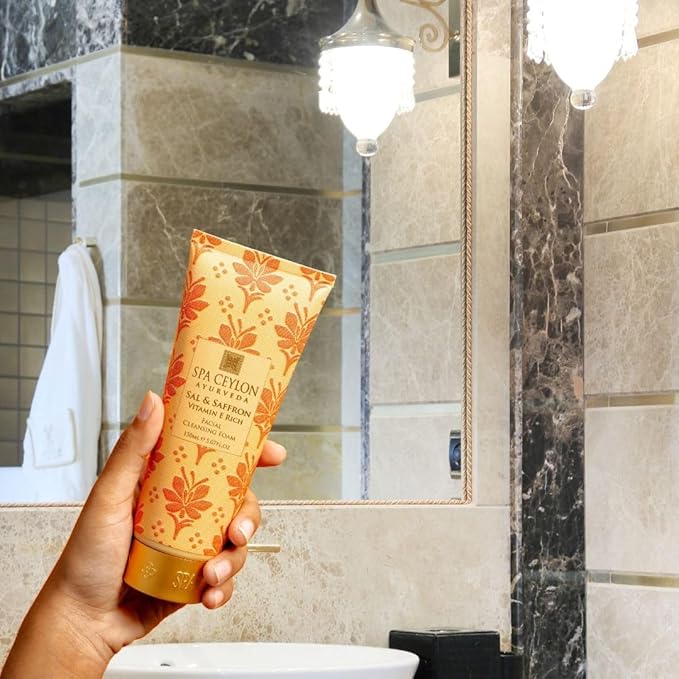 SPA CEYLON Sal and Saffron Vitamin E Enriched Facial Cleansing Foam | Gentle Cleanser | Hydrating | Skin Radiance