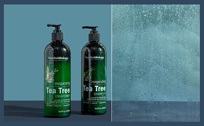 New York Biology Tea Tree Shampoo – Deep Cleanser – Relief for Dandruff and Dry Itchy Scalp – Therapeutic Grade - Helps Promote Hair Growth – 16.9 fl Oz - Pack of 2