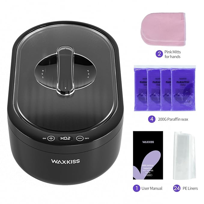 Small Paraffin Wax Machine for Hands - Small Size Hand Wax Paraffin Machine 2000ml With 3 packs of Paraffin Wax Kit Digital Display Screen for Paraffin Bath