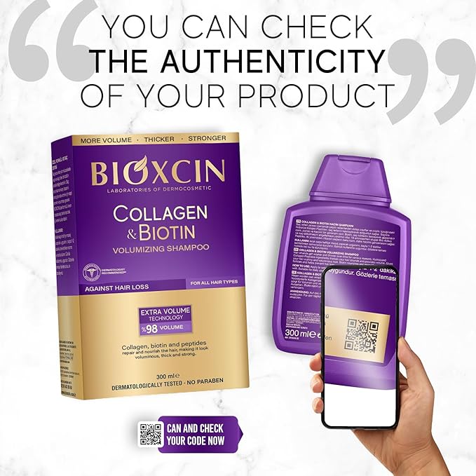 BIOXCIN Collagen Biotin Volumizing Shampoo for Thin and Weak Hair, Extra Volume Strength Sulfate-Free, 300 ml