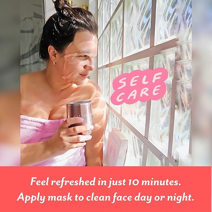 Patchology Serve Chilled Rosé Facial Sheet Mask - Hydrating & Soothing Face Mask with Hyaluronic Acid for Glowing Skin, Rosé Scented Skin Care Treatment, Self-Care Spa Experience at Home - 2 Pairs