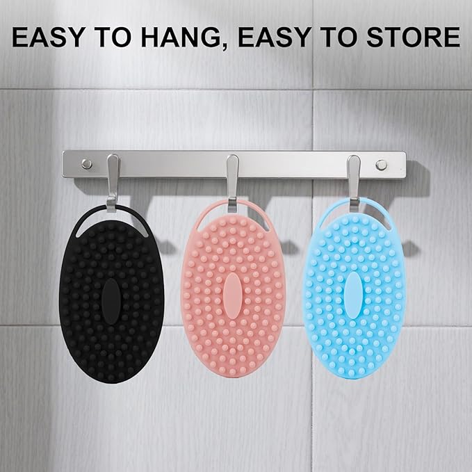 Soft Silicone Body Scrubber, 3 PCS Exfoliating Silicone Loofah, Body Scrubber Shower Brush Exfoliating and Massage 2 in 1, Bath Shower Brush for Cleaning Sensitive Skin Kids Women Men, Lather Well