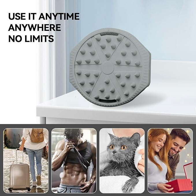 Silicone Body Scrubber as Stocking Stuffers, Dual-Sided Silicone Loofah for Shower, Exfoliating Body Brush Scrubber for Men and Women for All Skin, Scalp Massager Lather Well&Easy to Clean (Gray)