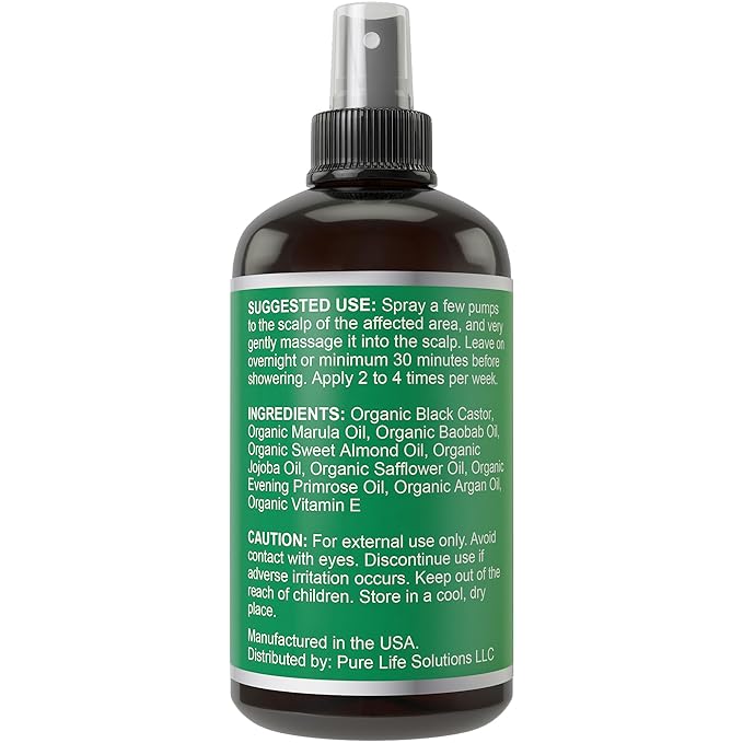 Jamaican Black Castor Oil Spray For Hair Growth. With Marula, Jojoba. Vegan, Leave In Conditioner Serum For Women, Men. Thickening, Moisturizing, Strengthening Scalp Treatment For Dry, Weak Hair