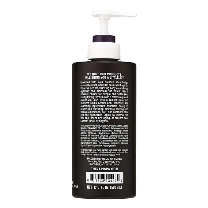 THERAPISPA Scented Body Lotion for Women – Calming Moisturizer with Shea Butter, Ceramides & Panthenol to Soothe & Comfort Dry Skin – Suitable for All (Lavender, 17.0 fl oz)