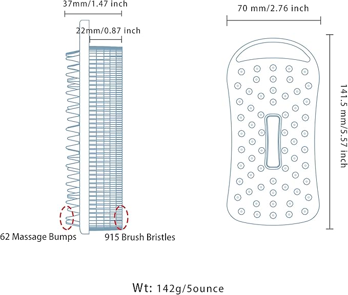 2 PC Silicone Body Scrubber, 2 in 1 Exfoliating Shower Bath Scrubber, Soft Silicone Loofah for Sensitive Skin, Shower Hair Scalp Massager, Easy to Clean, Lather Well (Grey&Blue)