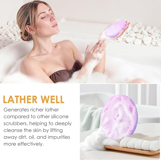 INNERNEED Magnetic Silicone Body Scrubber for Shower – Soft, Hygienic Exfoliating Body Brush with Magnetic Core for Daily Cleansing, Circulation & Skin Vitality (Purple)