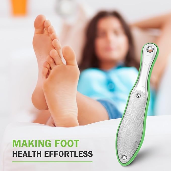 BEZOX Foot Scrubber for Dead Skin(1PCS) - Double Sided Feet File Callus Remover, Heavy Duty Stainless Steel Heel Scraper, Cracked Heel Repair - Green