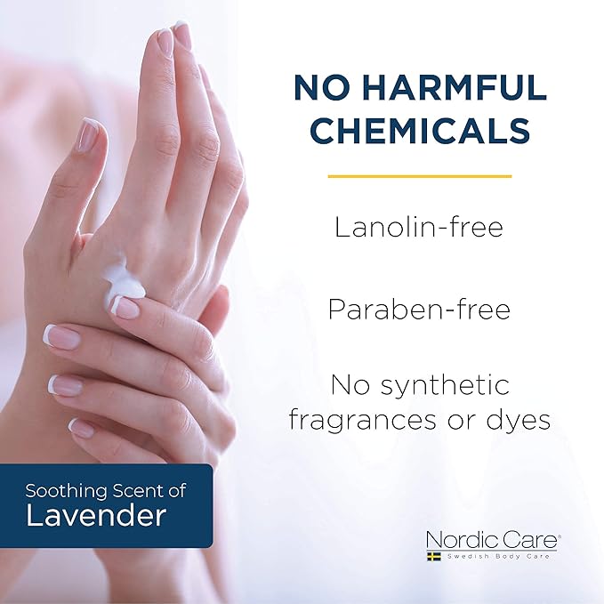 Nordic Care Hand Cream, 3 oz. | Shea Butter Hand Lotion for Dry Hands and Cracked Skin | Paraben & Lanolin-free | Essential Oil, Squalane & Lavender