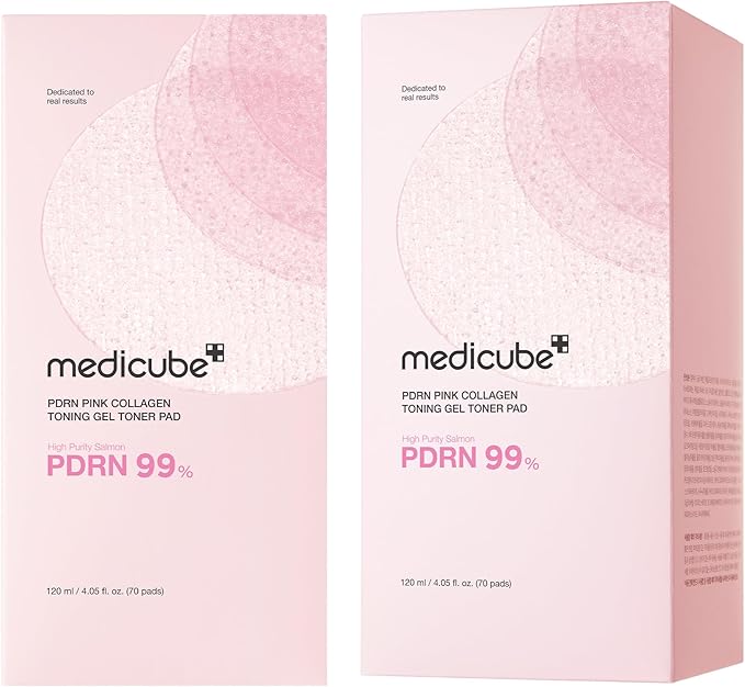 medicube Toner Pads Salmon DNA PDRN Pink Collagen Jelly Pad | Korean Gel Toner Pad | Niacinamide, Madecassoside, Retinol | Soothing, Radiance, Uneven Skin Tone | Korean Skin Care | 70 Pads (1 Pack)