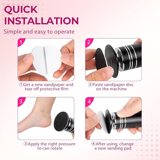 krofaue 60 PCS Replaceable Sandpaper Discs - 80 & 100 Grit Pad Refills for Electric Foot File Callus Remover - Dead Skin and Calluses Removal