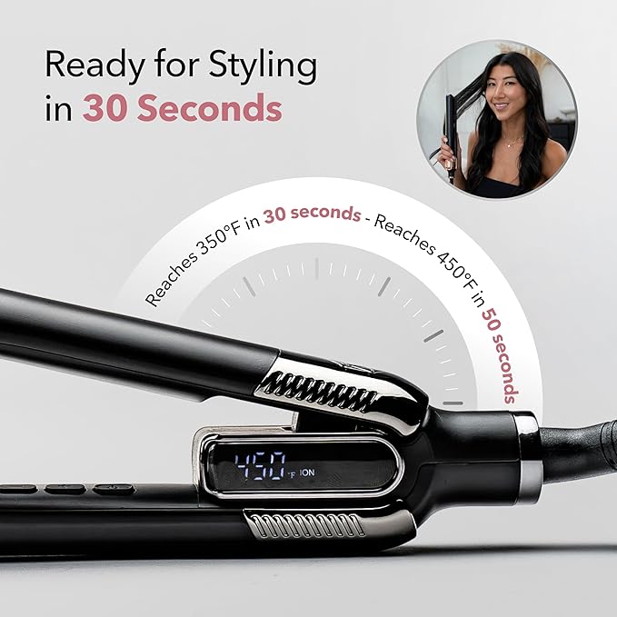 SRILabs StyleQ Flat Iron Hair Straightener Styler - GraphFlow Techonology, Negative Ions, Infrared Light Therapy, 12 Heat Settings for Straight, Smooth, Waves and Curls: All Hair Types