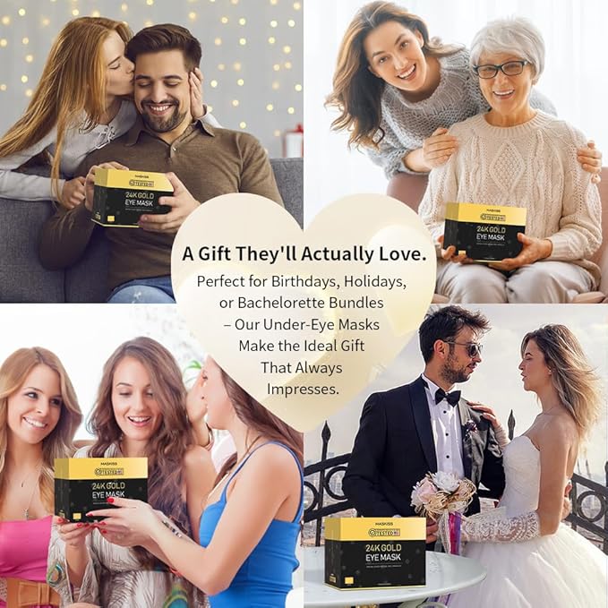 24k Gold Under Eye Patches (50 Pairs), eye mask, Collagen Skin Care Products, Eye Patches for Puffy Eyes, eye masks for dark circles and puffiness