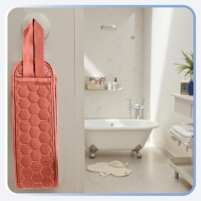 Back Scrubber for Shower with Handles, 40 Inch Extra Long Double-Sided Exfoliating Bath Strap, Textured Body Washer with Extended Reach for Deep Cleaning (Red)