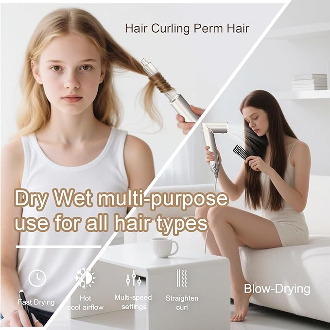 Air Wrap Hair Dryer Styling Brushes - 7 in 1 Multi Styler Drying System, 200 Million Negative Ions, Professional Blow Dryer Brush for Curling Volumizing Straightening Styling