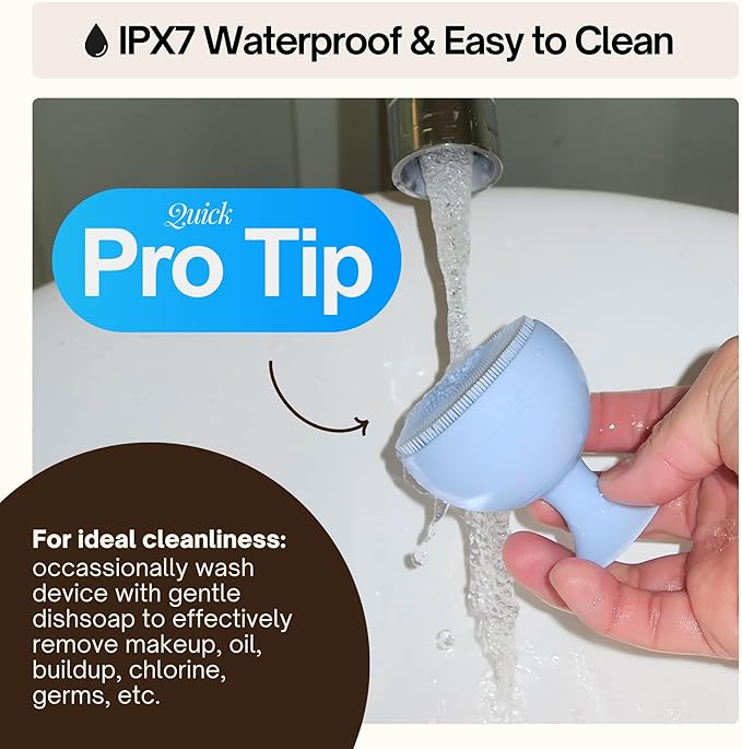 Palm Face Clean Pro⁺ - Electric Silicone Face Scrubber for Acne with 7000+ Sonic Pulses - IPX7 Waterproof Rechargeable Exfoliator with Slip-Free Grip, 3 Speed Settings & Phthalate-Free - Forest