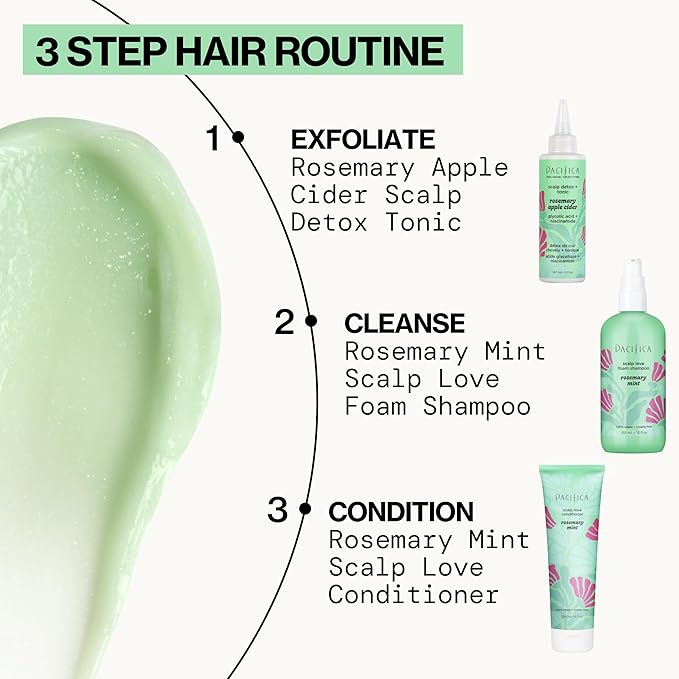 Pacifica Shampoo & Conditioner Set – Rosemary Purify Invigorating Set with Cooling Mint for Clarifying and Detoxing, Sulfate-Free, Vegan & Cruelty-Free, 12 oz & 8 oz (Set of 2)