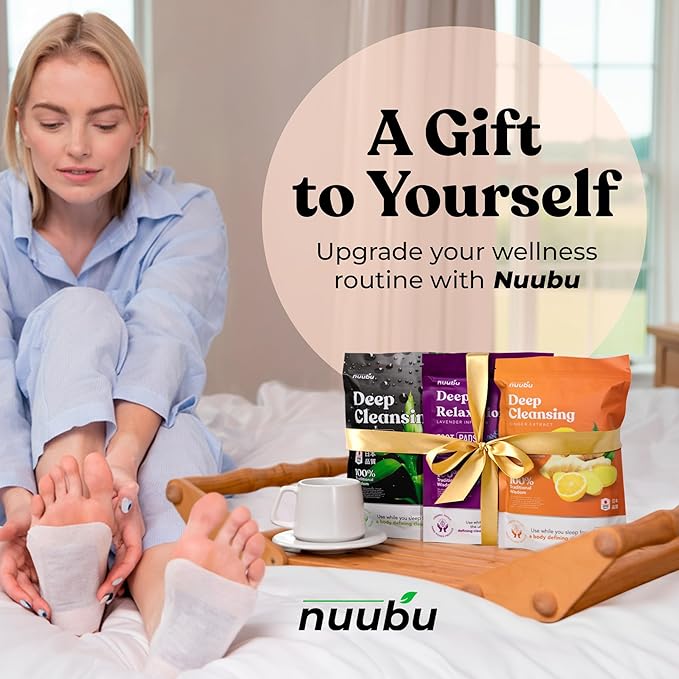 Nuubu Deep Cleansing Foot Pads - Natural Herbal Patches for Foot Care, Premium Japanese Organic Natural Ingredients - Bamboo Vinegar & Tourmaline (Pack of 1 | 10 Pc)