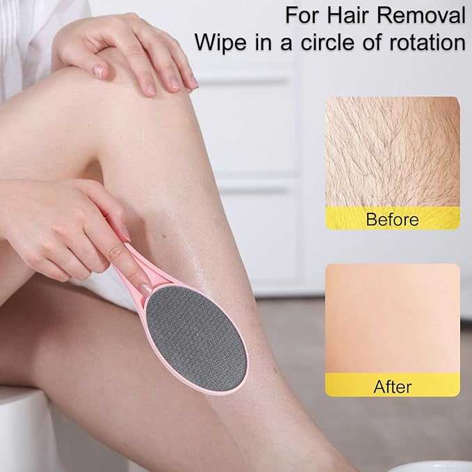 2 Pack Nano Glass Foot File Callus Remover, Beomeen Hard and Dead Skin Remover for Feet, Double Sided Foot Scrubber Pedicure Tool, Hair Eraser for Softer & Smoother Feet, Random Black/White Glass