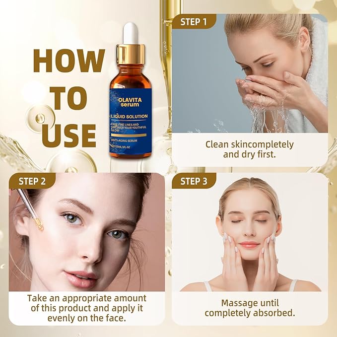 Facial Serum, Olavita Liquid Solution Anti Aging Serum, Vitamin C & E Serum, Promotes Skin Collagen Production, smoothes wrinkles and fine lines (2PCS)