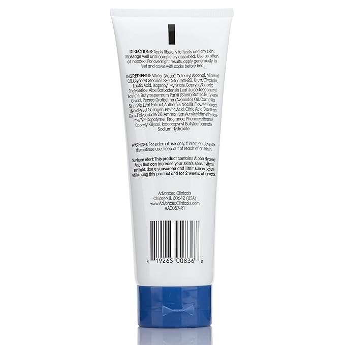 Advanced Clinicals Cracked Heel Foot Cream Skin Care Moisturizer Lotion For Feet W/Shea Butter | Helps Heal Cracked Skin, Rough Spots, Calluses, & Dry Skin | Foot Lotion | Hand Lotion| Large 8 Fl Oz