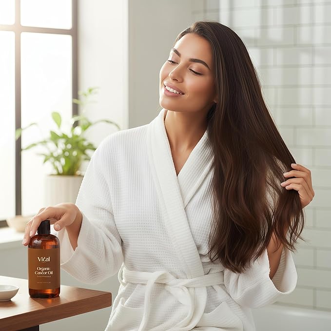 Castor Oil Organic & Cold Pressed – Nourishing Treatment for Hair & Skin – Eyelash & Brow Serum – Aceite de Ricino - Hexane Free, Vegan, 8oz