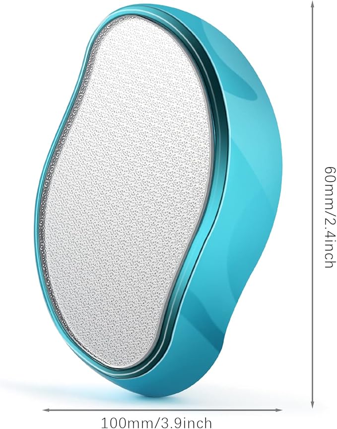 BEZOX Glass Foot File, Foot Scrubber Callus Remover for Wet and Dry Feet, Portable Handheld Sized Foot Scraper for Cracked Heel - Shinning Blue