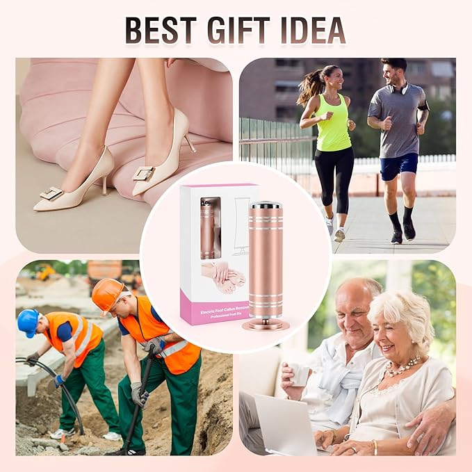 Electric Foot File Callus Remover: Adjustable Speed Feet File Grinder with 60 Pcs Sandpaper Discs - Professional Pedicure Tools for Dead Skin Calluses (Gold)