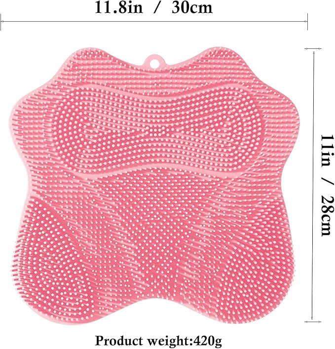 Shower Foot Scrubber, Shower Foot and Back Scrubber with Suction Cups, Shower Silicone Foot Washer for Exfoliating Massage(Pink)