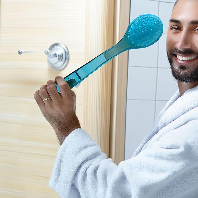 2 Pack Back Scrubber Shower Brush with 14 inch Long Handle, Soft Bristles Full Body Skin Exfoliator for Bath Wet or Dry Brush for Men & Women (14")
