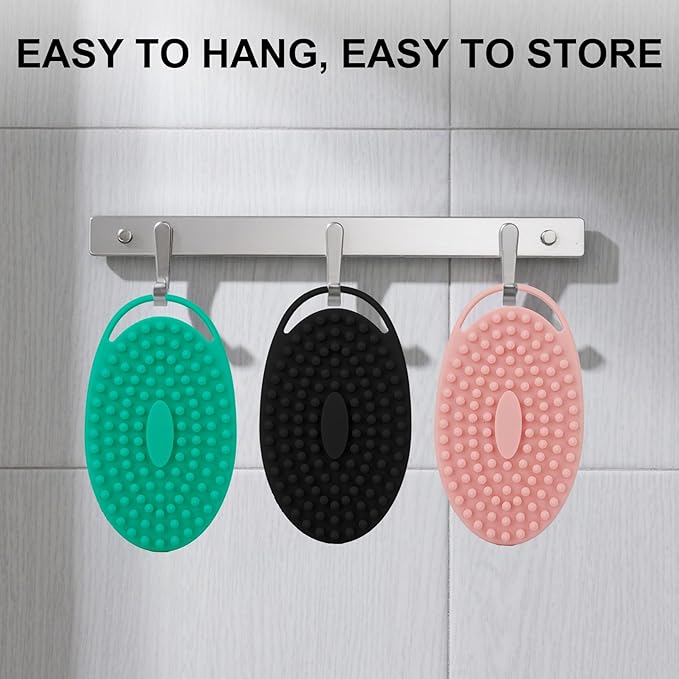 Soft Silicone Body Scrubber, 3 PCS Exfoliating Silicone Loofah, Body Scrubber Shower Brush Exfoliating and Massage 2 in 1, Bath Shower Brush for Cleaning Sensitive Skin Kids Women Men, Lather Well