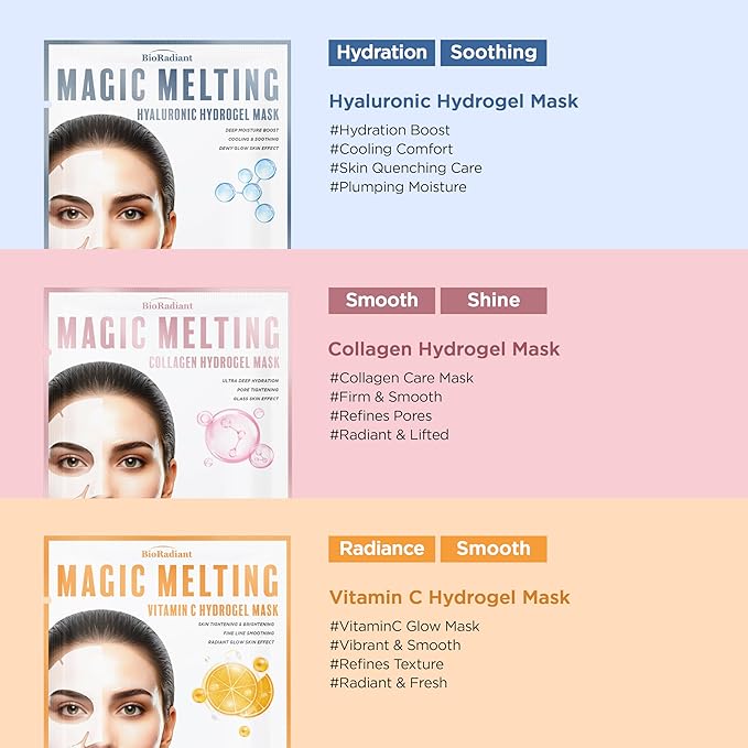 Hydrogel Collagen Face Mask – Firming & Hydrating Overnight Sheet For Dry Skin & Fine Lines – Dermatologist Tested, Anti-Aging, Korean Skin Care, Clean Beauty, Non-GMO – Pack of 6