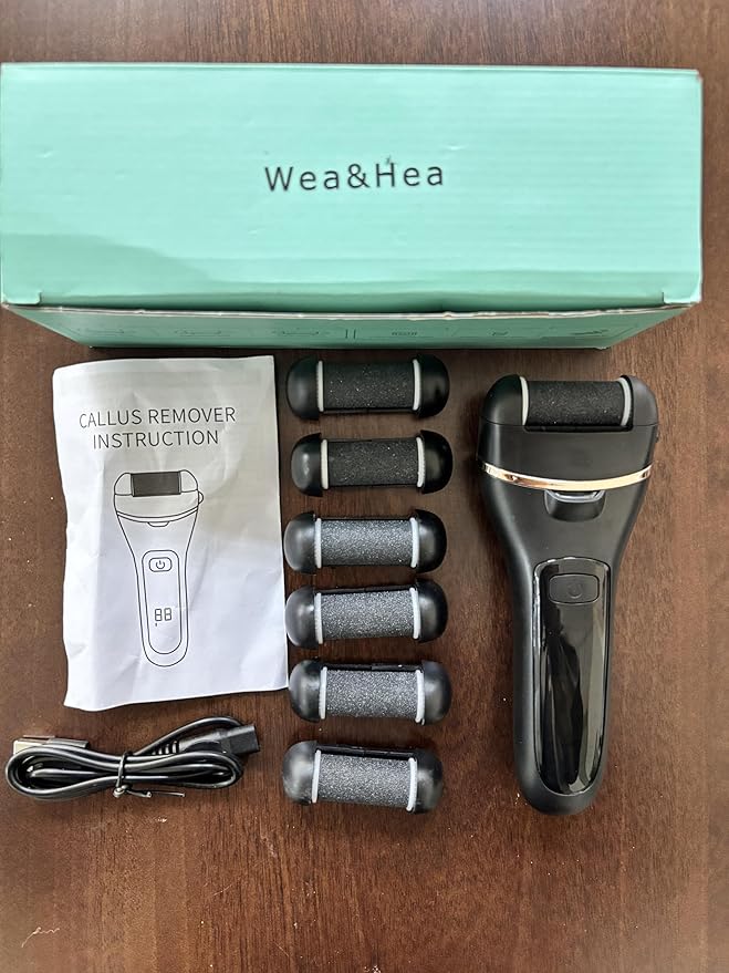 Electric Callus Remover for Feet with 6 Roller Heads 2 Speed Rechargeable Waterproof Foot File Pedicure Kit Foot Spa Products