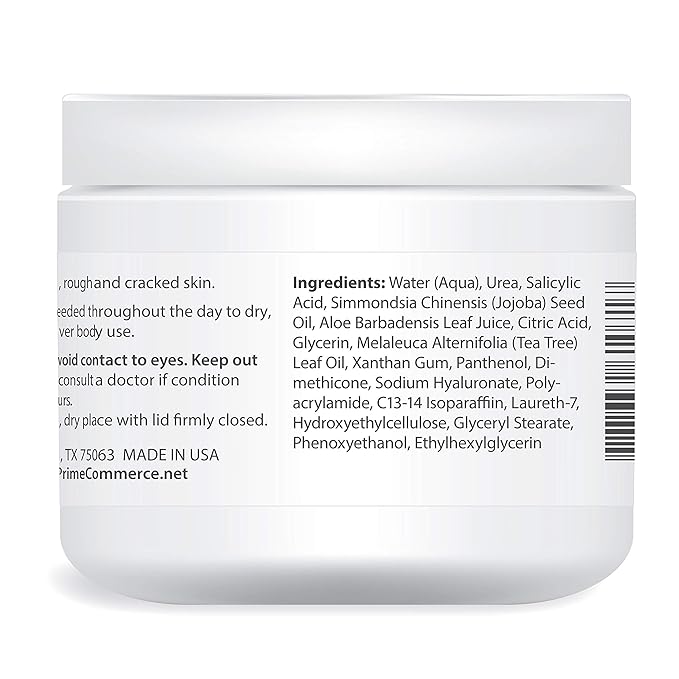 Urea Cream 10% Skin Care Moisturizer with Salicylic Acid, Aloe Vera Gel, Jojoba Oil. 150ml. Healing, Hydrating for Hand Face Foot and Body Use.