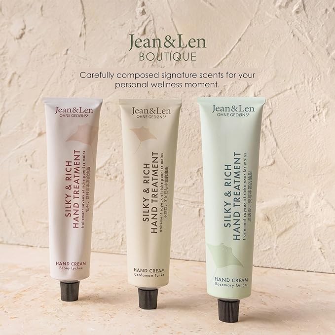 Jean & Len Silky & Rich Treatment Rosemary & Ginger, 100% recyclable aluminum tube (without lid), rich hand cream, ensures soft hands, without parabens & silicones, 2.54 Fl. Oz.