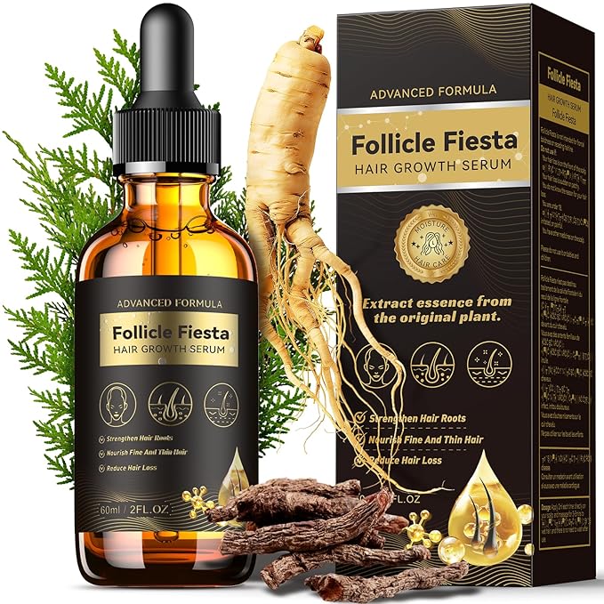 Women‘s Hair Growth Serum Oil, 100% Natural Herbal Extracts, Root Revive Visibly Thickening Fuller Hair, Follicle Stimulator Scalp Serum for Hair Loss/Shedding,Thin, Dry & Damaged Treatment