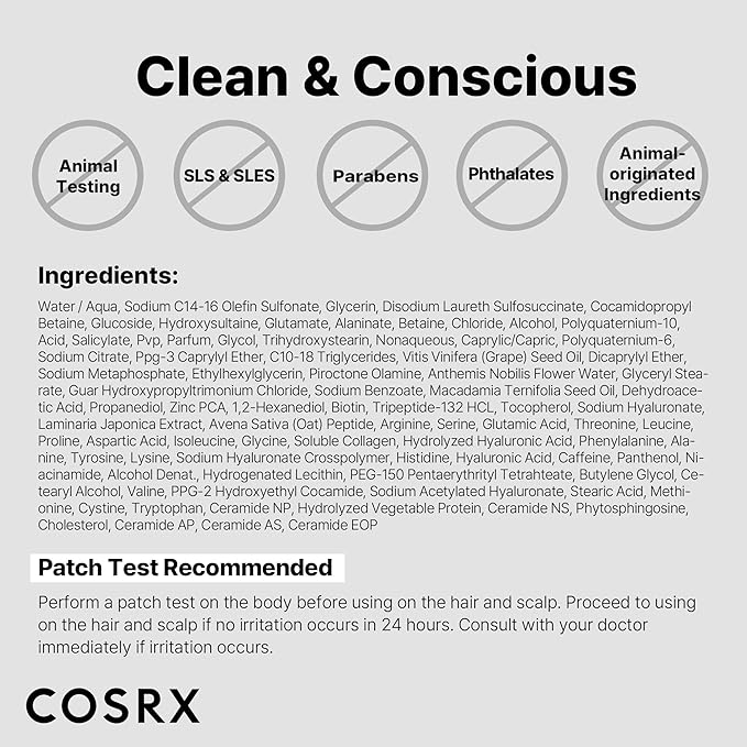 COSRX PEPTIDE 132 Hair Bonding Shampoo - Daily Scalp Treatment for Dandruff, Dry, Itchy or Flaky Scalp - Repairs & Strengthens Damaged Hair, For All Hair Types, Stocking Stuffers – 6.76 fl oz