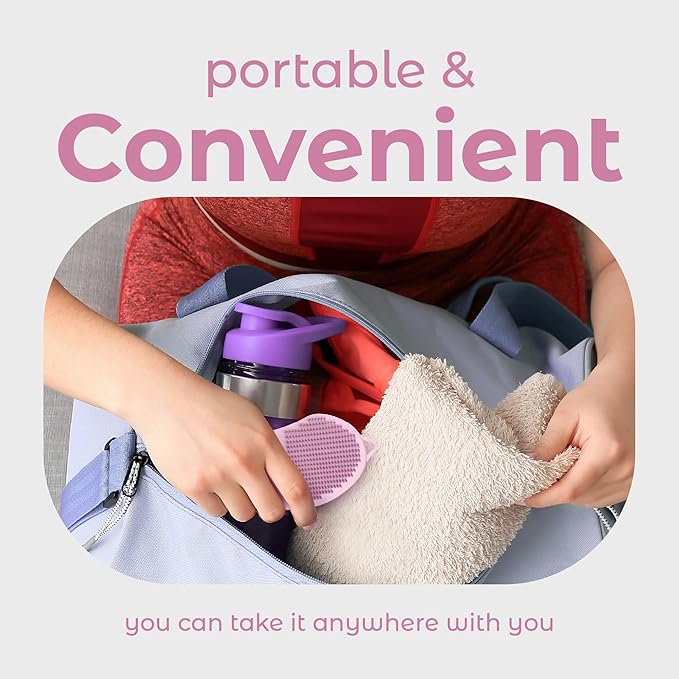 MainBasics Silicone Body Scrubber – Dual-Sided Shower Exfoliator for Men & Women, Gentle Silicone Loofah Alternative for Deep Clean (Pink, Exfoliate)