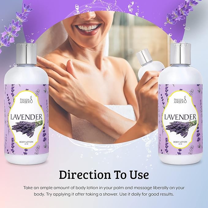 Freida and Joe Scented Body Lotion For Women, Deep Moisturizing Hand Cream, Womens Luxury Stocking Stuffers & Fragrance Gifts That Smell Good, 10oz (Lavender)