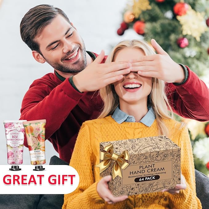 64 Pack Moisturizing Hand Cream Set, Christmas Gifts for Women, Bulk Hand Lotion Travel Size for Dry Cracked Hands, Mini Hand Cream for Mom Gifts, Stocking Stuffers, Thank You Gifts