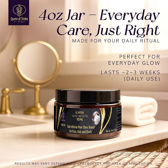 African Shea Butter Raw Organic Unrefined Shea Butter for Face 4 Oz (Pack of 1) - Organically Certified USDA for All Skin Types Body and Hair Moisturizing Skincare