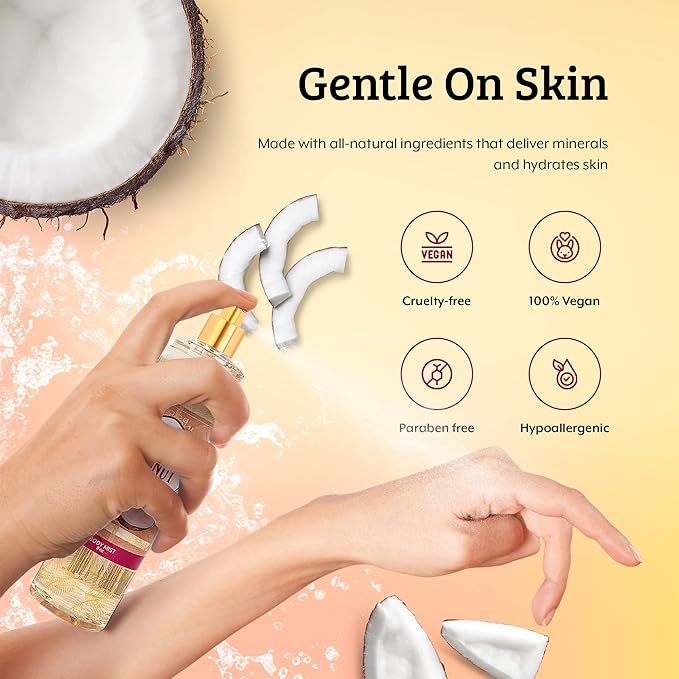 Home Spa Gift 10oz Deep Moisturizing Fragrance Body Lotion & 8 oz. Fine Fragrance Body Mist Set Luxury Self-Care Combo for Women and Girls (Coconut)