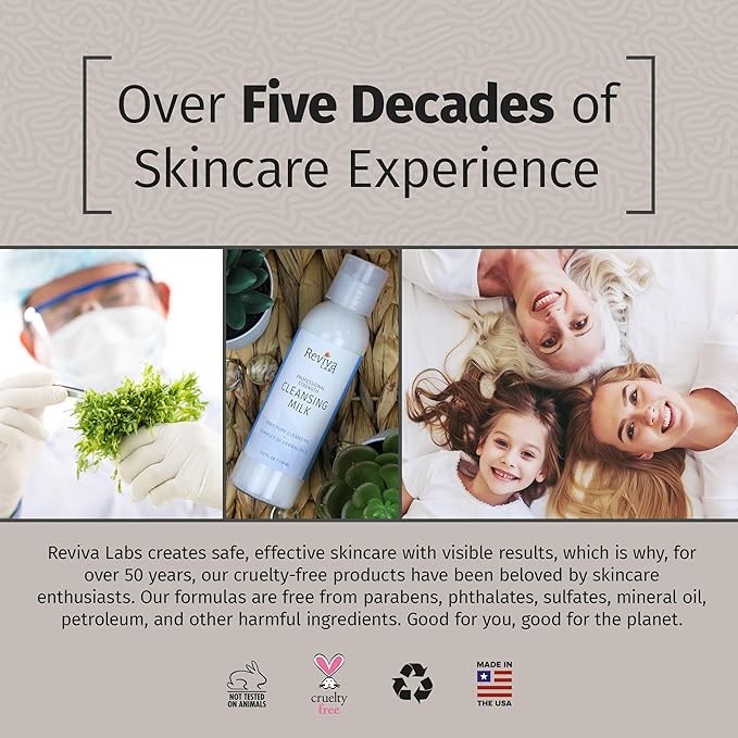 Reviva Labs Cleansing Milk – Gentle Facial Cleanser for Sensitive Skin with Aloe & Botanical Oils – Hydrating Milky Cleanser & Makeup Remover – Vegan Face Wash for Dry or Mature Skin – 4 fl oz