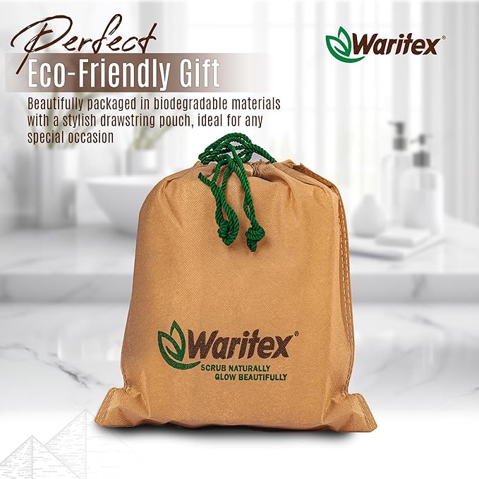 Waritex Egyptian Loofah Exfoliating Body Scrubber with Hand Strap, Oval Shower Pads Made from Natural Egyptian Loofah Fibers, Gentle Cleansing for Face and Body, for Men and Women 3 Count (1 Pack)