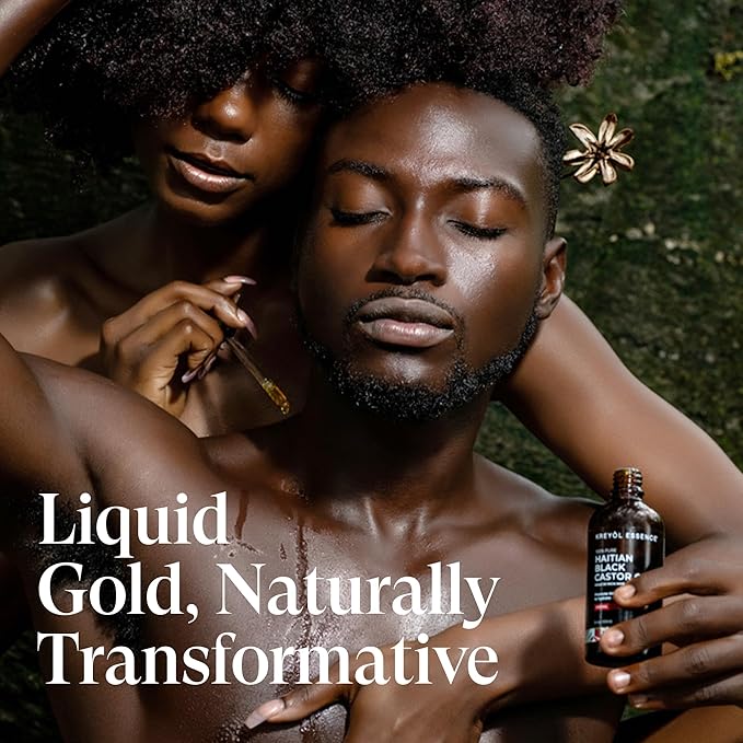 Kreyol Essence - Haitian Black Castor Oil for Skin and Hair, Glass Bottle - Fuller-Looking Hair, Pure, Hexane Free, Cold Pressed, Natural Humectant
