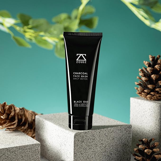 ZOUSZ Black Oud Charcoal Face Wash for Men – Daily Detox Activated Charcoal Face Cleanser – Premium Mens Skincare – Refreshing Face Wash Gift for Men, 100ml