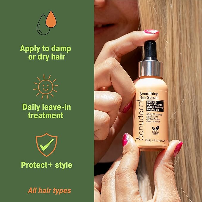 Hair Oil for Frizzy, Damaged, Dry Hair | Hydrating, Lightweight, Vegan & Natural Hair Oil | Tames Frizz, Adds Shine, Softness, Conditioning & Heat Protectant for All Hair Types