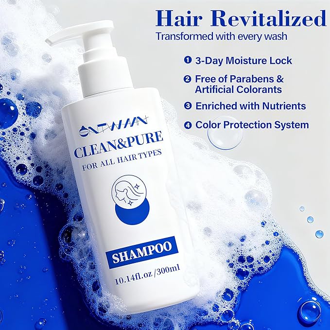 Clean & Pure Shampoo,Nourishing Hair Shampoo,For Nourished Hair Paraben-Free,Prevents Hair Breakage, Infused With Biotin,10.14 oz (Pack of 1)